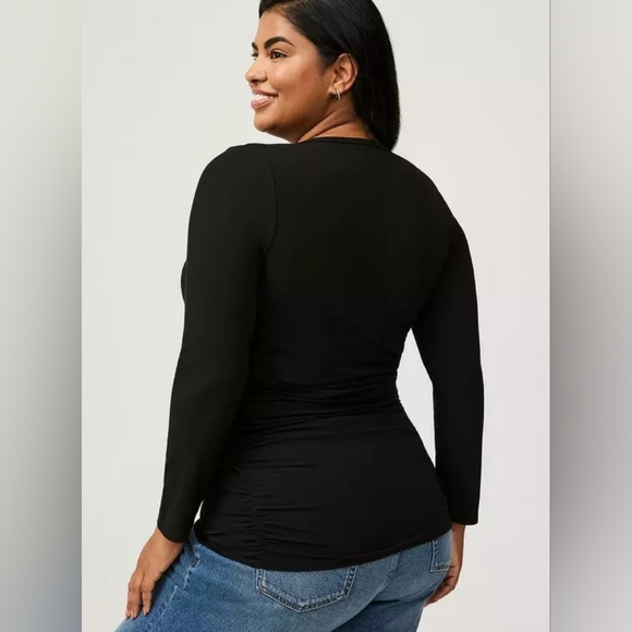 Torrid Rib Knit Surplice Top 3x Black Nwt - Picture 4 of 10